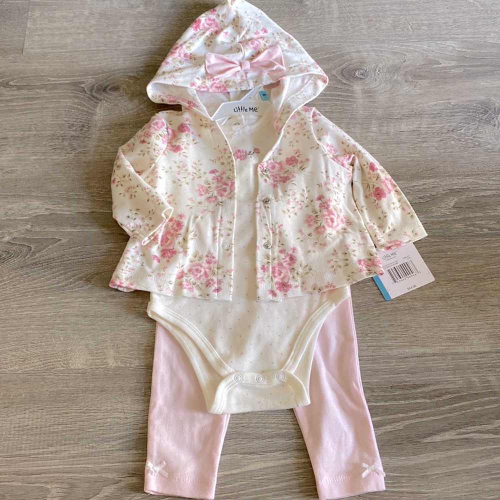 Little Me 3 piece set girls size 6 mos. NWT!, jacket Onsie and tights/pants
